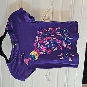 EUC GAPKIDS: Peacock sequined short sleeved tshirt